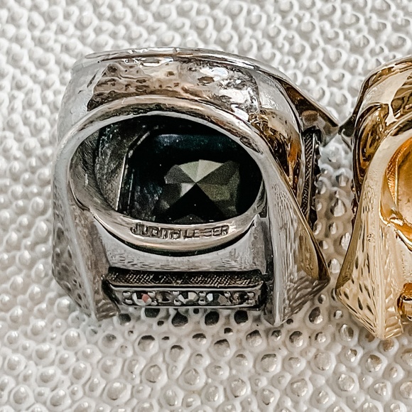 JUDITH LEIBER | Crystal Christo Cocktail Ring | Obsidian & Gunmetal | size 7 - Picture 13 of 14